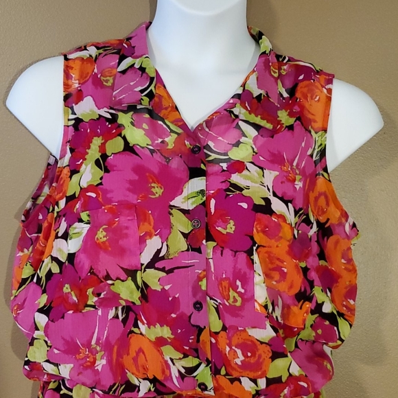 Sleeveless high-low red and pink dress - Picture 3 of 8